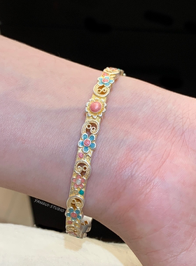 燕归崎山玉国风足银轻奢小众手镯