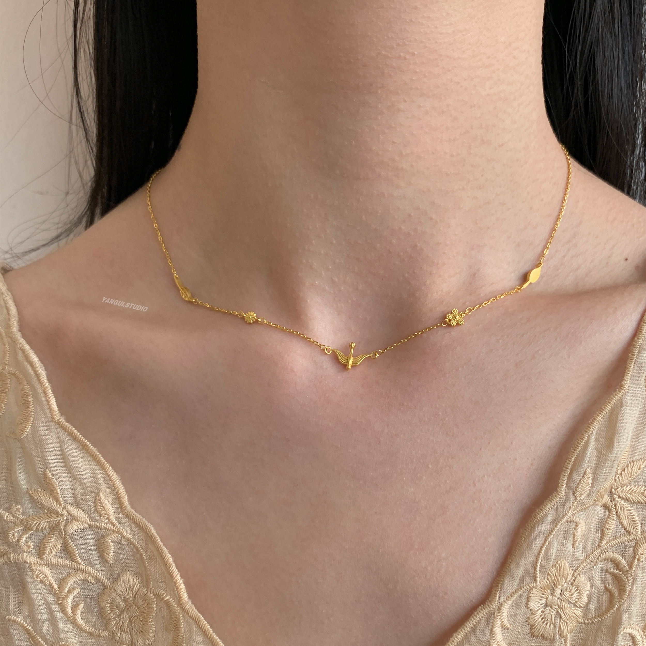 燕归燕倾无国风足银轻奢项链女