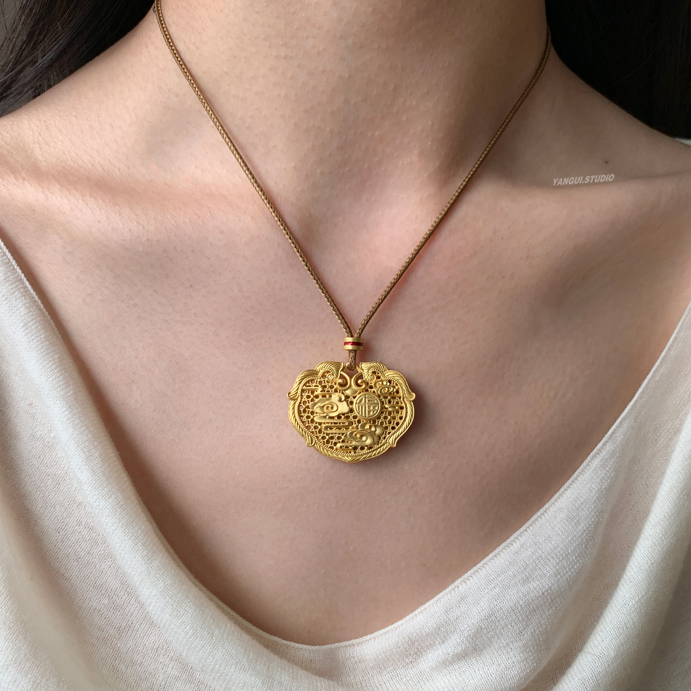 燕归桃凤愿国风足银百搭项链女