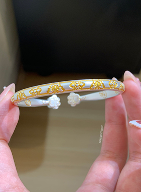 燕归绣虎国风足银轻奢百搭手镯女