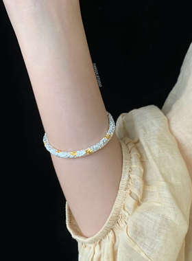 燕归桃花珞国风新中式足银手镯女