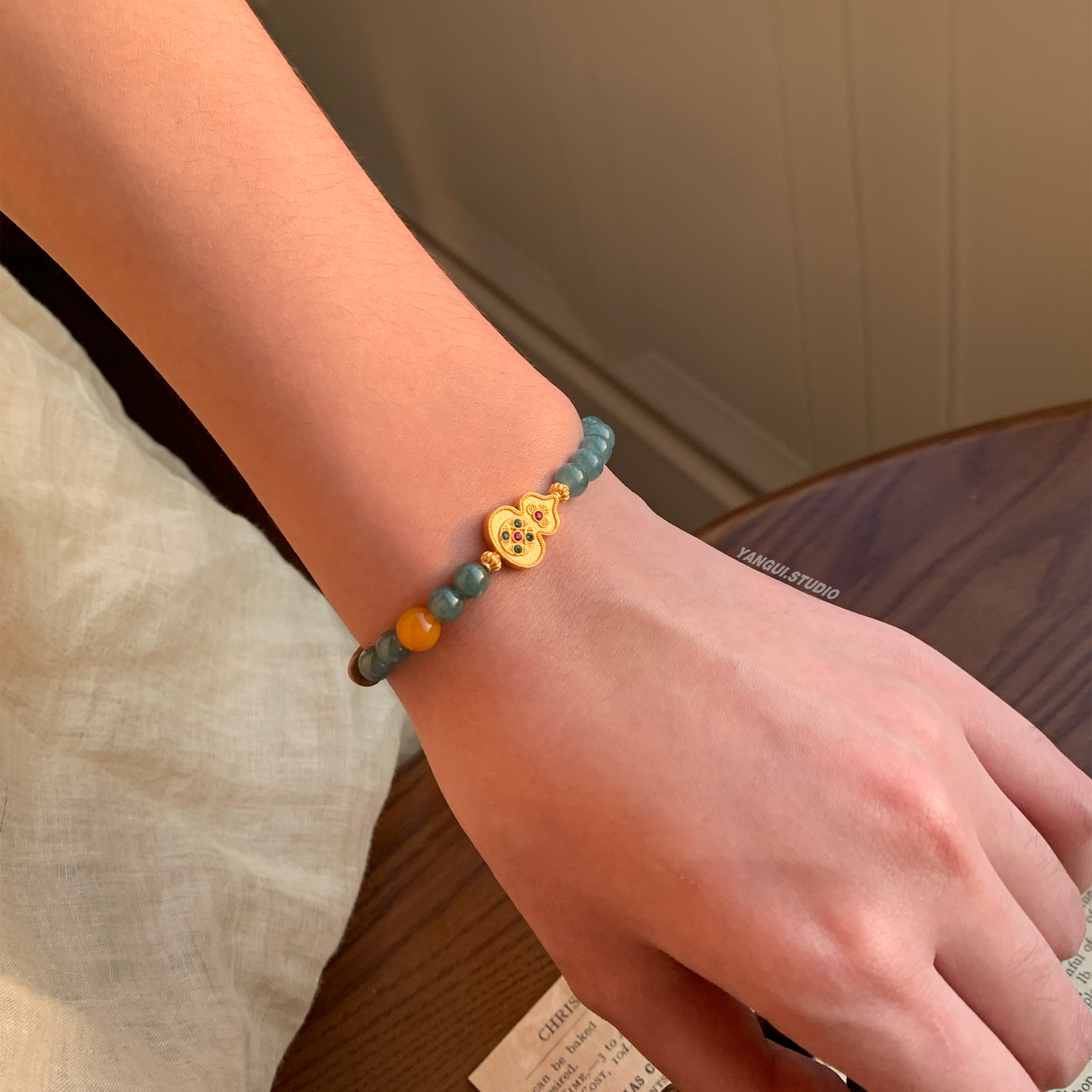 燕归蓝水翡翠葫芦小众百搭手链女