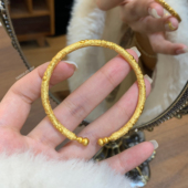 Yangui燕归「对口葫芦叙」国风新中式 足银999.9轻奢描金百搭手镯