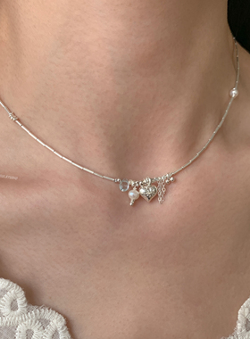 燕归爱心海蓝宝宝纯银百搭项链女