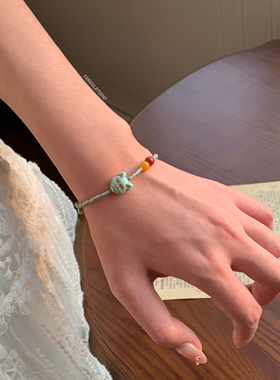 燕归原创圣诞蓝猫捷克珠手链女