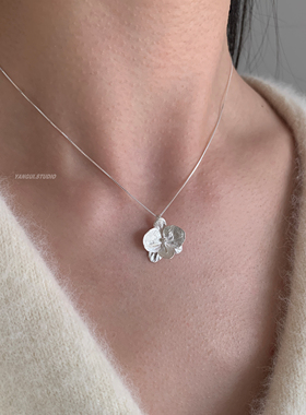 Yangui原创「蝶兰」国风新中式纯银s925锁骨链极简百搭日常项链女