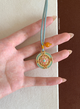 燕归莲藻井宫廷足银编绳项链女