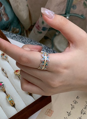 燕归宝华宫足银999宫廷戒指