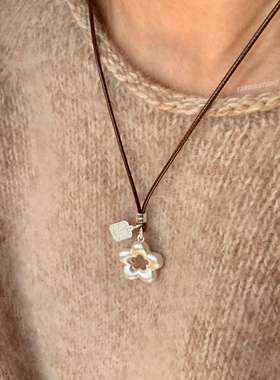 燕归有米花编绳足银长款项链女