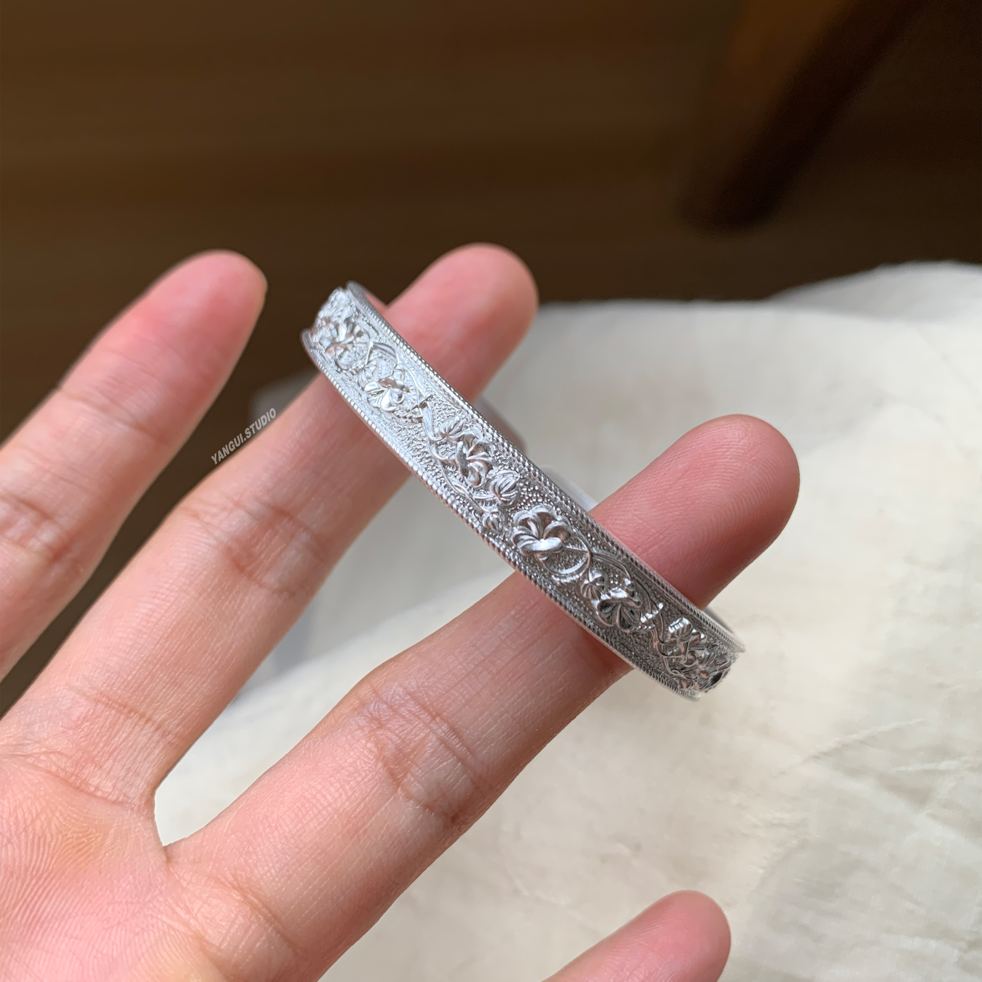 燕归寻枝国风足银百搭手镯女