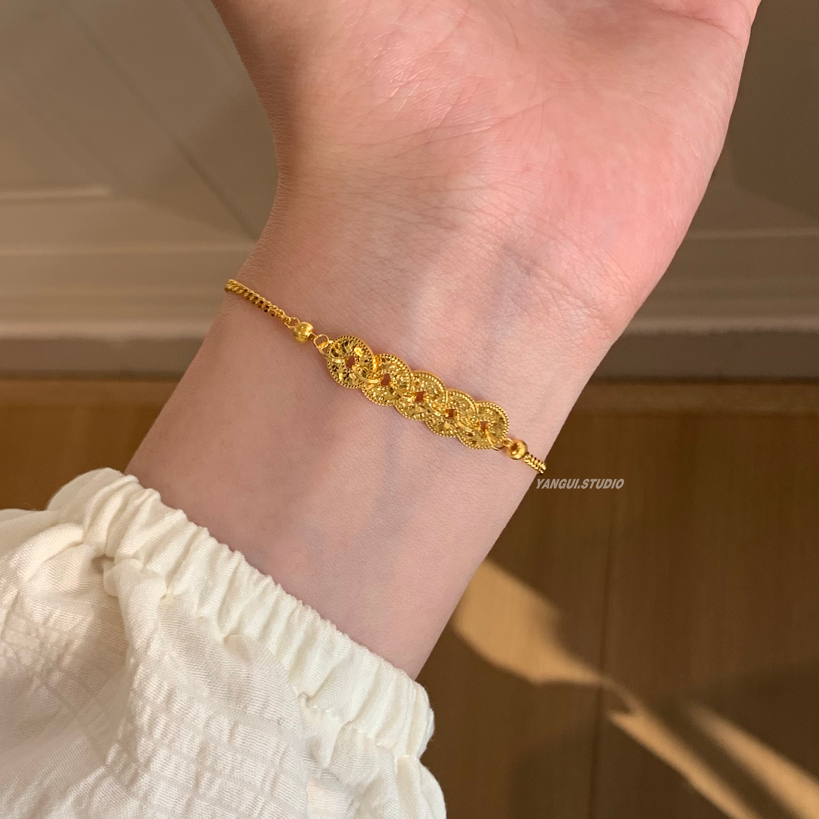 燕归币喜国风足银999钱币手链