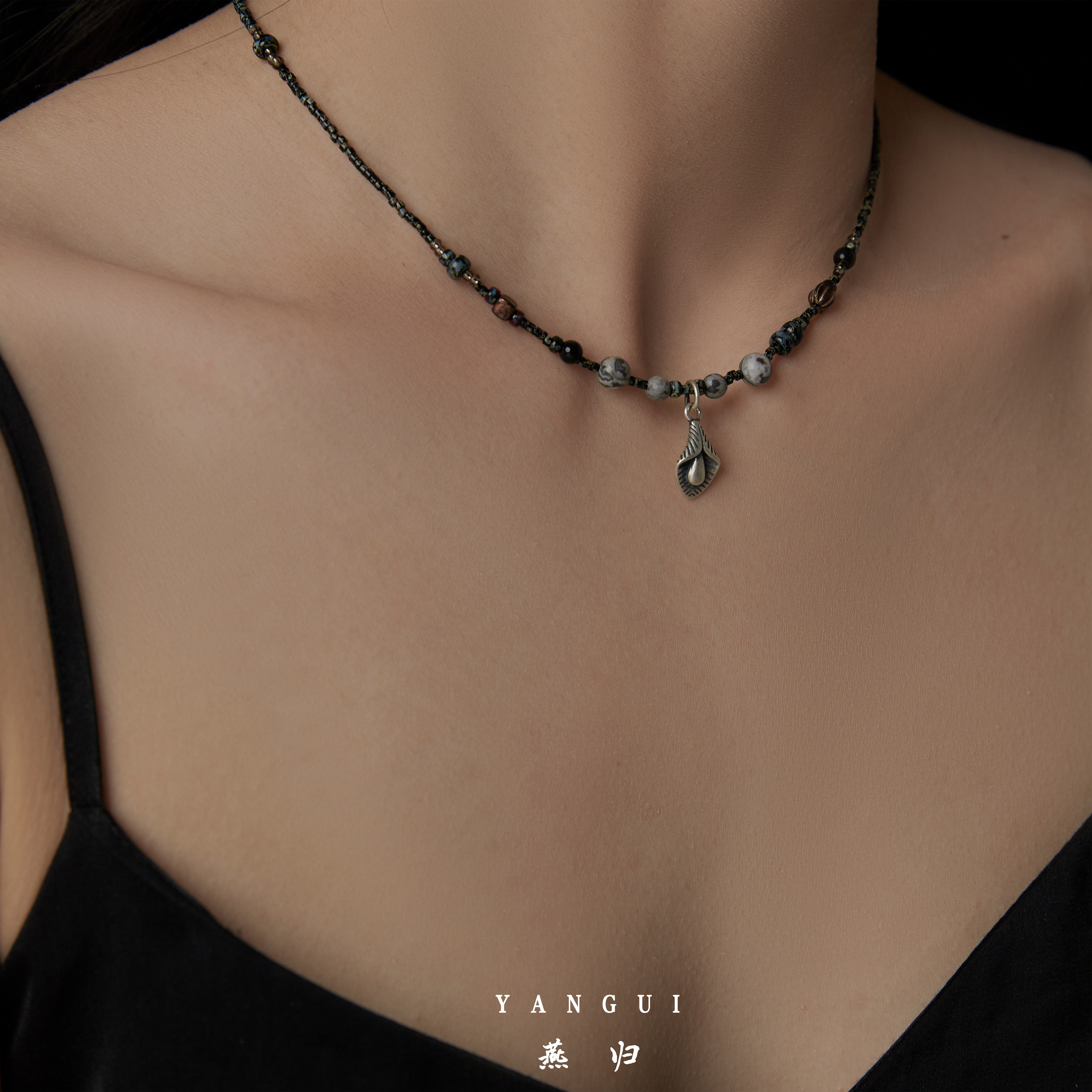 YANGUI银饰花蕊锁骨项链女