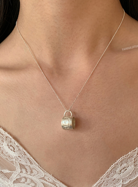 燕归猫猫咖啡杯纯银百搭项链女