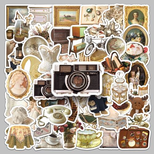 50张复古ins风手账贴纸文艺清新简约贴画DIY手机电脑水杯装饰防水