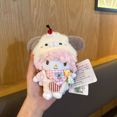 正版三丽鸥小羊piano必爱诺钥匙扣挂饰卡通毛绒玩偶公仔礼物包挂