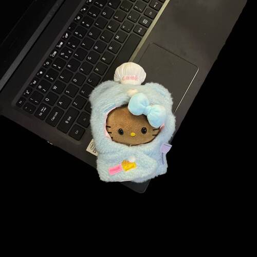 鼠王料理厨师娃衣HelloKitty毛绒挂件黑皮白皮KT公仔钥匙扣包挂饰