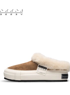 xVESSEL秋冬新款羊毛雪地靴防水厚底懒人一脚蹬毛绒拖鞋男女同款