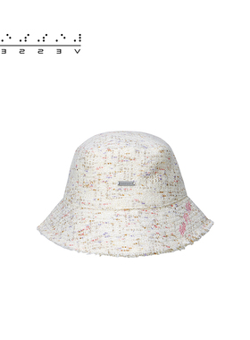 xVESSEL Tweed Hat 网红时尚潮流百搭白色小香风粗花呢遮阳渔夫帽