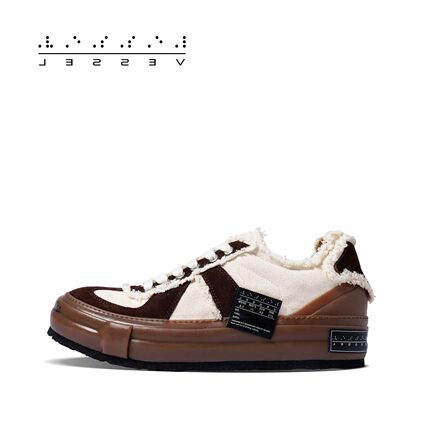 【12/25  12点新品发售】xVESSEL黑尾德训肉桂棕潮流厚底帆布鞋