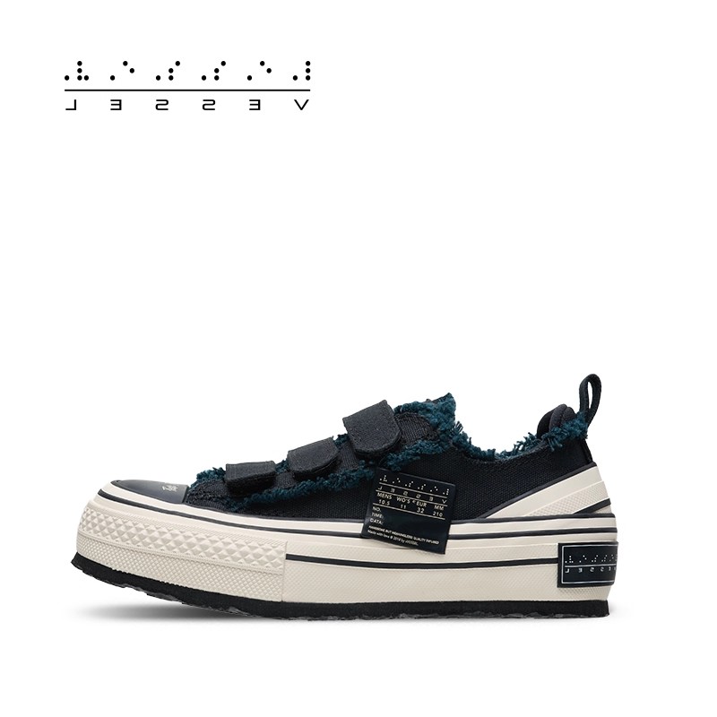 xVESSEL儿童帆布鞋男女童简约春夏低帮粘带款中大童魔术贴板鞋