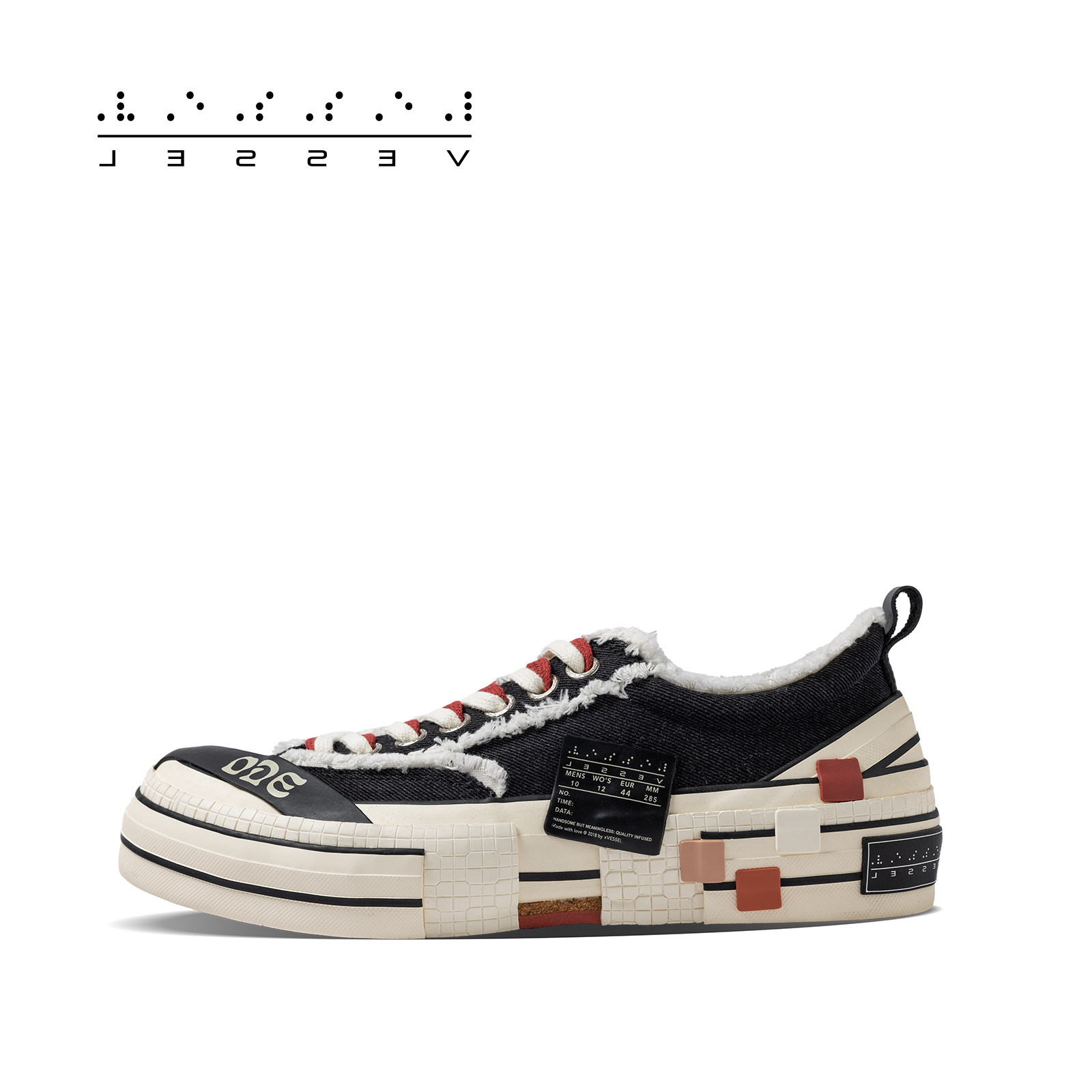 【1/26 12点限时发售】xVESSEL ODE联名低帮黑色帆布鞋男女同款,流行男鞋,帆布鞋,淘宝优惠券,粉丝福利购,淘宝优惠卷