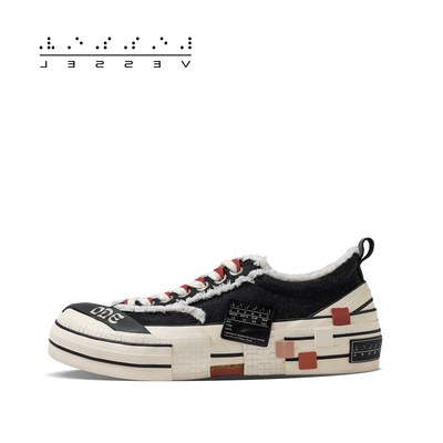 【3/9 12:00限时发售】xVESSEL ODE联名低帮黑色帆布鞋男女同款