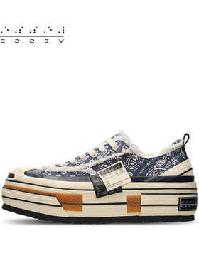 【2/5 12点限时发售】xVESSEL爬梯开口笑腰果花帆布鞋男女同款