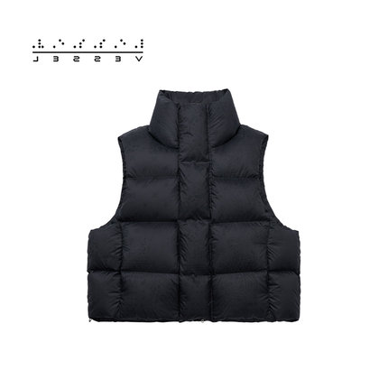 xVESSEL吴建豪同款暗印腰果花春季宽松马甲羽绒外套防寒