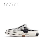 xVESSEL 休闲百搭 夏季 林允同款 粗花呢系列半拖帆布鞋