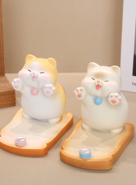 创意猫咪手机支架可爱桌面装饰品摆件办公室工位上班稳定情绪神器