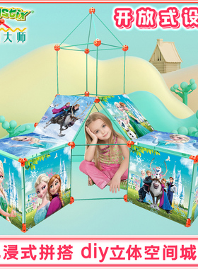 diy儿童益智搭建积木卡通动漫设计多人多人拼搭艺术玩具生日礼物