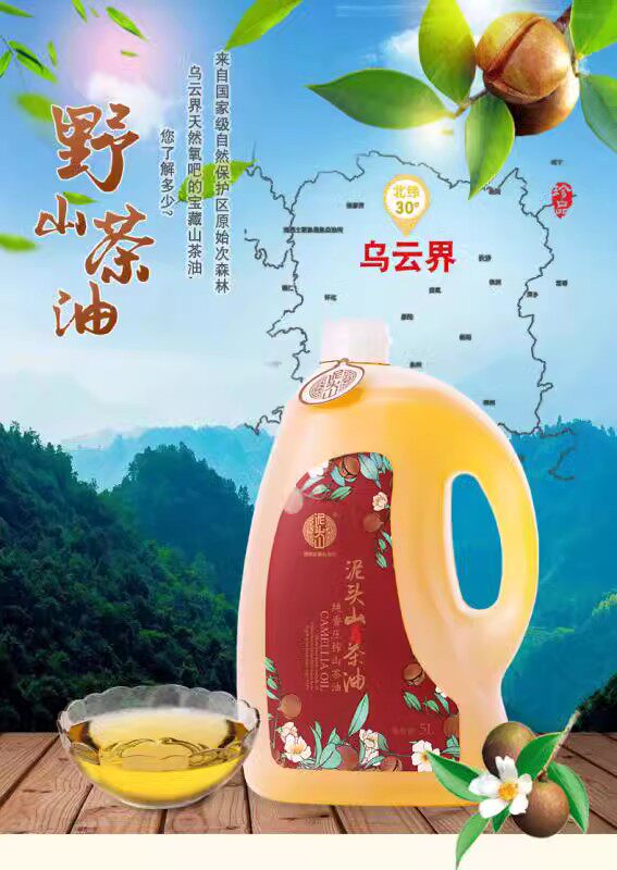 常德特产泥头山纯香压榨山茶油一级食用油2L磨砂PE瓶纯正山茶油