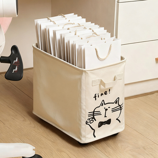 牛皮纸袋收纳筐可移动奶茶袋收纳盒神器购物袋包装袋手提袋整理箱