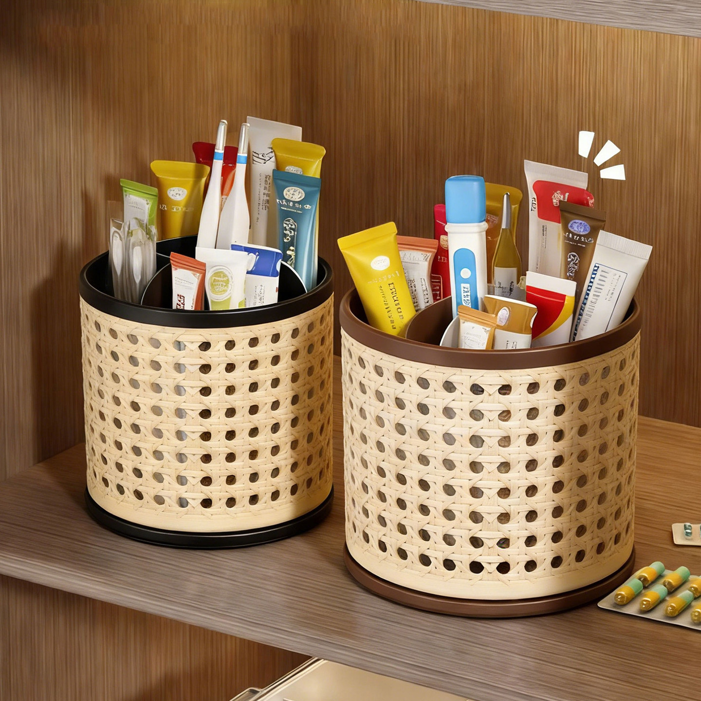 中古风旋转药膏收纳盒分格管状药乳膏整理神器桌面软膏药物置物架,收纳整理,桌面收纳盒,淘宝优惠券,粉丝福利购,淘宝优惠卷