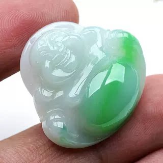 情侣翡翠色弥勒佛观音吊坠