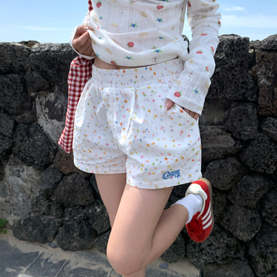 GTGA手绘彩色星星休闲沙滩短裤2025夏季运动直筒阔腿五分热裤女潮