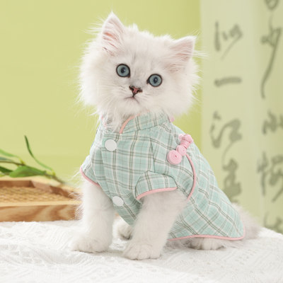 猫咪衣服夏季薄款宠物猫猫小猫布偶猫裙子幼猫旗袍夏天防掉毛背心