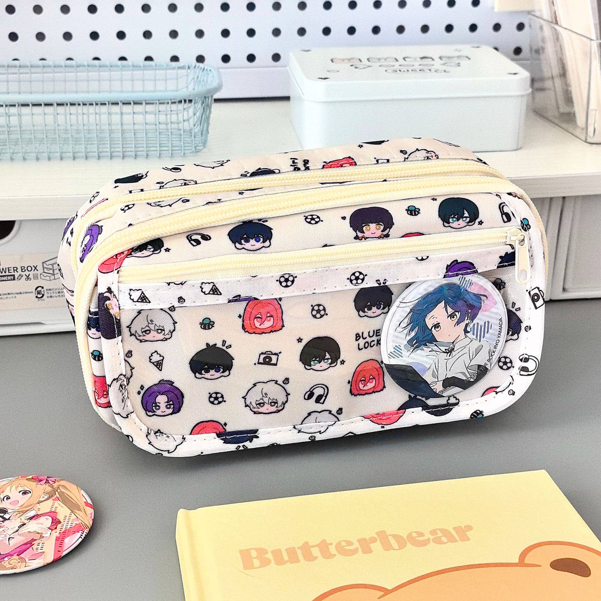 ins风蓝色监狱大食量痛包笔袋翻盖式创意学生炫酷文具动漫周边