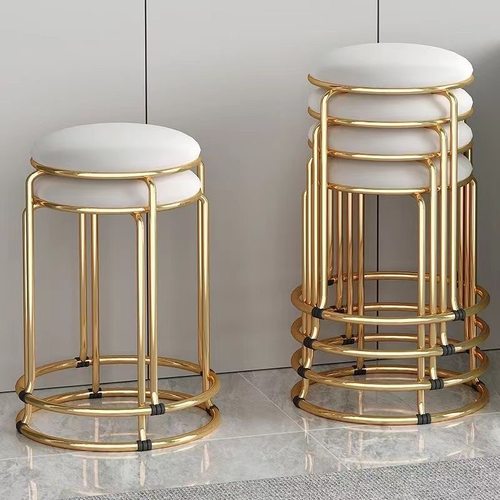 轻奢备用凳子家用圆凳子椅子客厅聚餐可叠放餐桌凳小圆凳地毯板凳