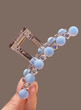 高级感蓝色方形抓夹女夏季新款