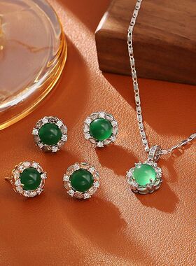 源头工厂祖母绿吊坠项链高级感