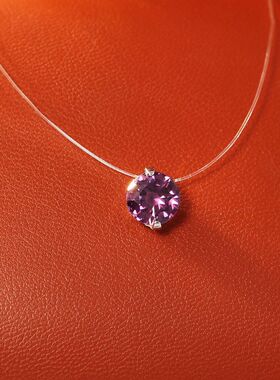 爆款人鱼之泪紫色项链隐形透明