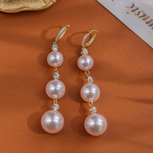 轻奢高级感珍珠流苏耳环时尚优雅显脸小名媛风气质耳饰女长款耳扣