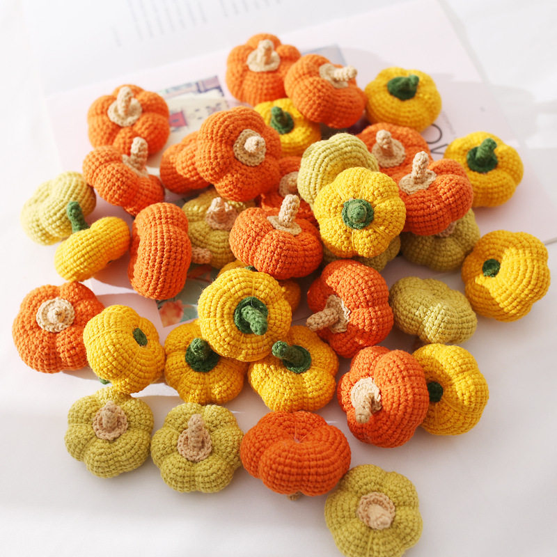 千奇百怪手工创意编织品 宝妈手作毛线钩织南瓜小挂件 可爱挂饰