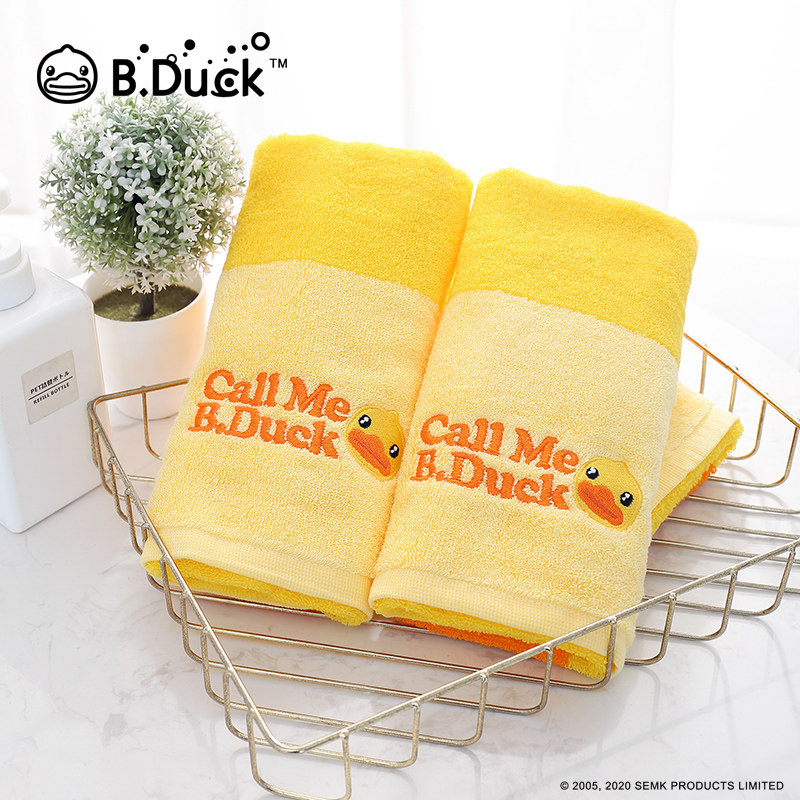 B.Duck小黄鸭纯棉儿童小毛巾洗脸吸水不易掉毛新疆长绒棉全棉童巾