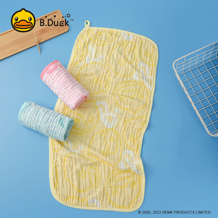 B.Duck小黄鸭儿童小毛巾家用吸水竹纤维纱布洗脸洗澡柔软洗脸巾