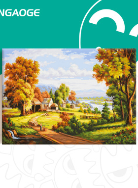 数字油画diy手绘解压挂画手工礼物大尺寸填充涂色油彩画 田园牧歌