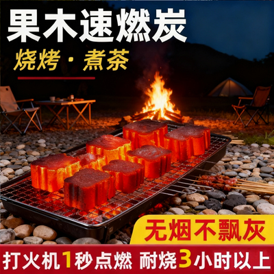 天然果木炭1秒速燃持久耐烧4小时