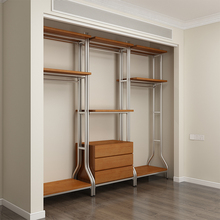 金属衣柜实木卧室家用开放式铁艺步入式钢架结构定制衣帽间衣帽架
