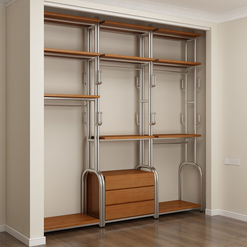 金属衣柜全实木2025新款爆款卧室家用铁艺钢架结构转角定制衣帽间